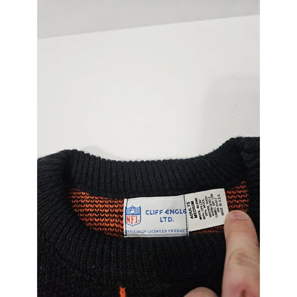 Vintage Cincinnati Bengals Cliff Engle NFL Pullover‎ Sweater Striped Size Medium